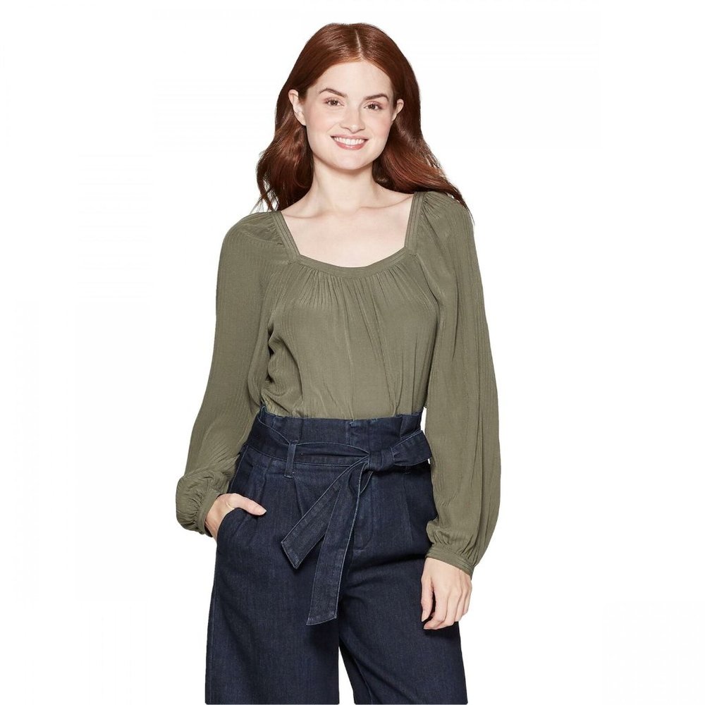 Women's A New Day Long Sleeve Square Neck Blouse